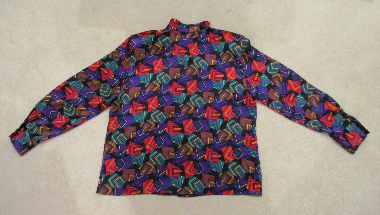 Colorful Geometric Print Silk Shirt 16 | Etsy