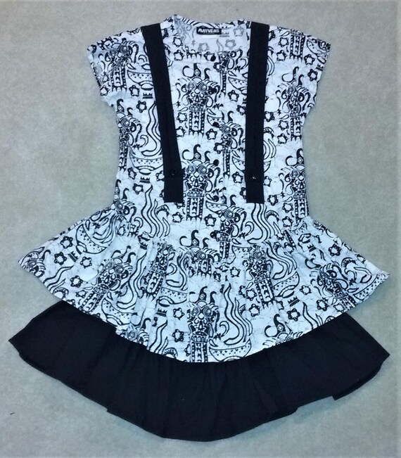 80s Black/White Suspender Dress 7