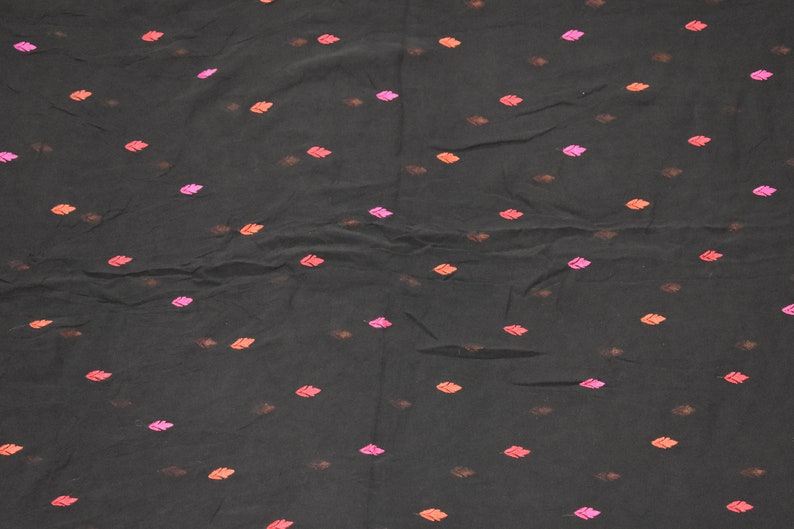 Vintage Dupatta Hand Embroidery Georgette Black Long Stole Antique Zari Work
