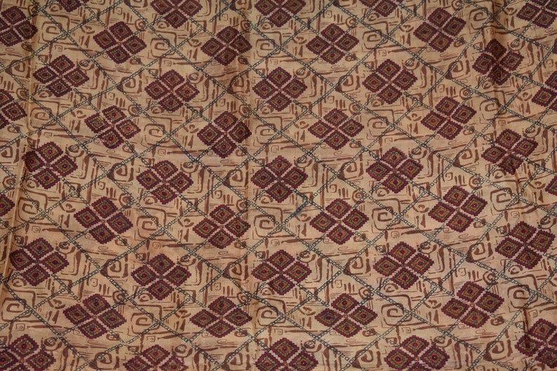 Vintage Printed Saree Brown100/% Pure Silk Floral Print Sari Design Craft Fabric