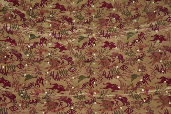 Saree 100 % tissu Pure soie Sari Sari Sari marron cheval et l’oiseau conception d’impression robe fabrication artisanale tissu imprimé Vintage 344b35 Saree 100 % tissu Pure soie Sari Sari Sari marron cheval et l’oiseau conception d’impression robe fabrication artisanale tissu imprimé Vintage 344b35