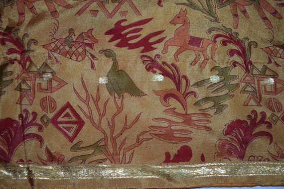 Saree 100 % tissu Pure soie Sari Sari Sari marron cheval et l’oiseau conception d’impression robe fabrication artisanale tissu imprimé Vintage 344b35 Saree 100 % tissu Pure soie Sari Sari Sari marron cheval et l’oiseau conception d’impression robe fabrication artisanale tissu imprimé Vintage 344b35