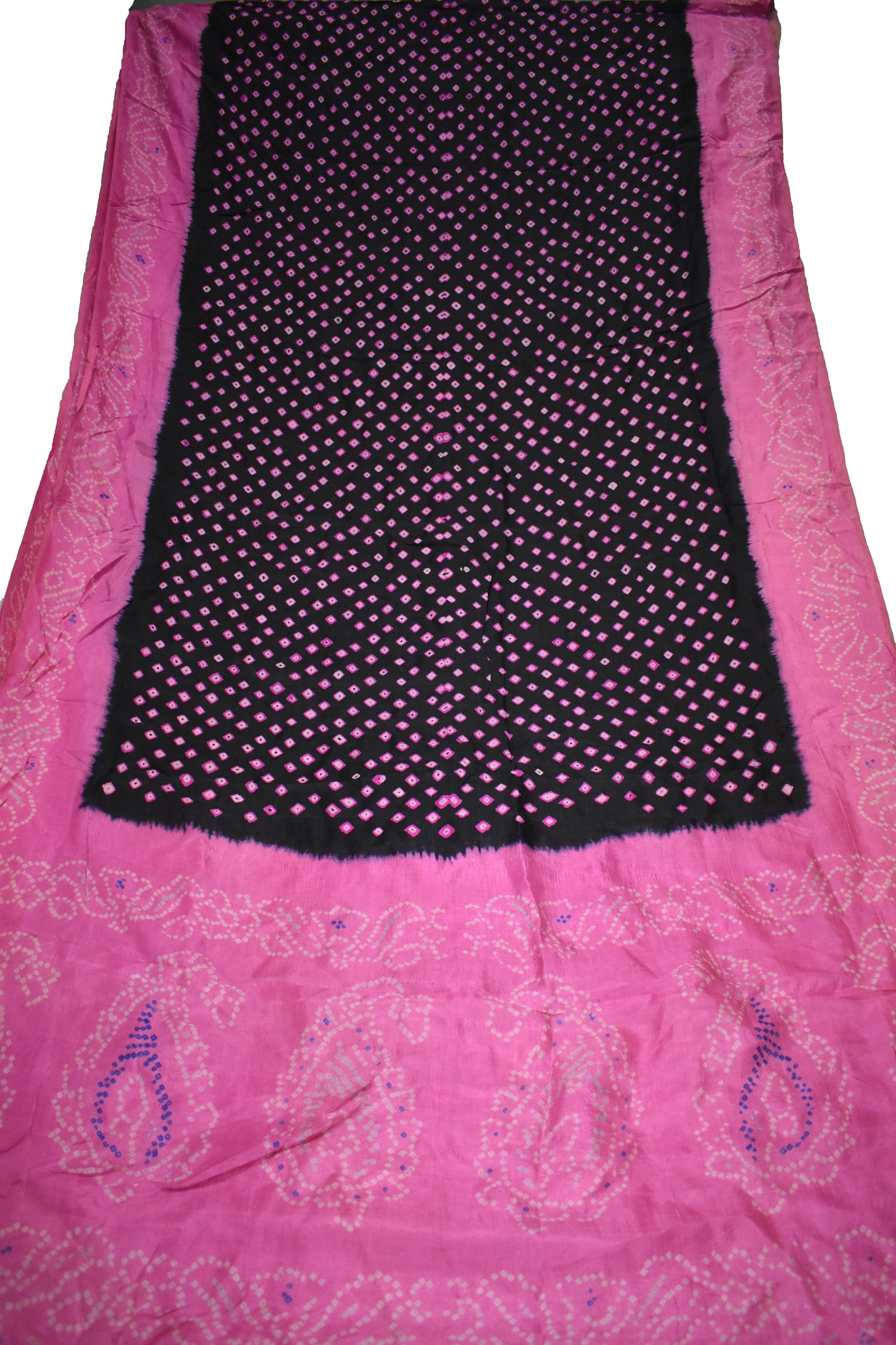 Saree noir 100 % Pure soie Bandhani Sari impression Design artisanat tissu imprimé vintage Saree noir 100 % Pure Pure % soie Bandhani Sari impression Design artisanat tissu imprimé vintage 6f8b9b