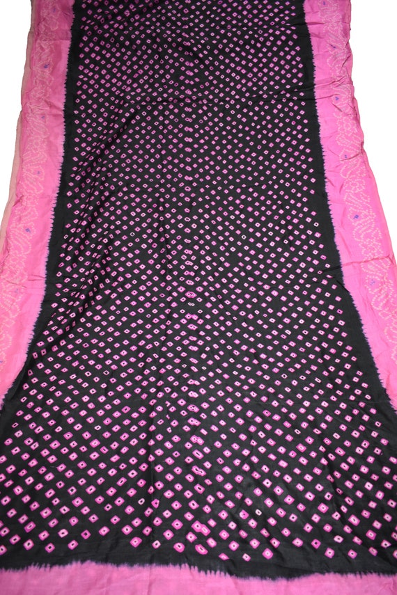 Saree noir 100 % Pure Pure % soie Bandhani Sari impression Design artisanat tissu imprimé vintage 6f8b9b Saree noir 100 % Pure Pure % soie Bandhani Sari impression Design artisanat tissu imprimé vintage 6f8b9b