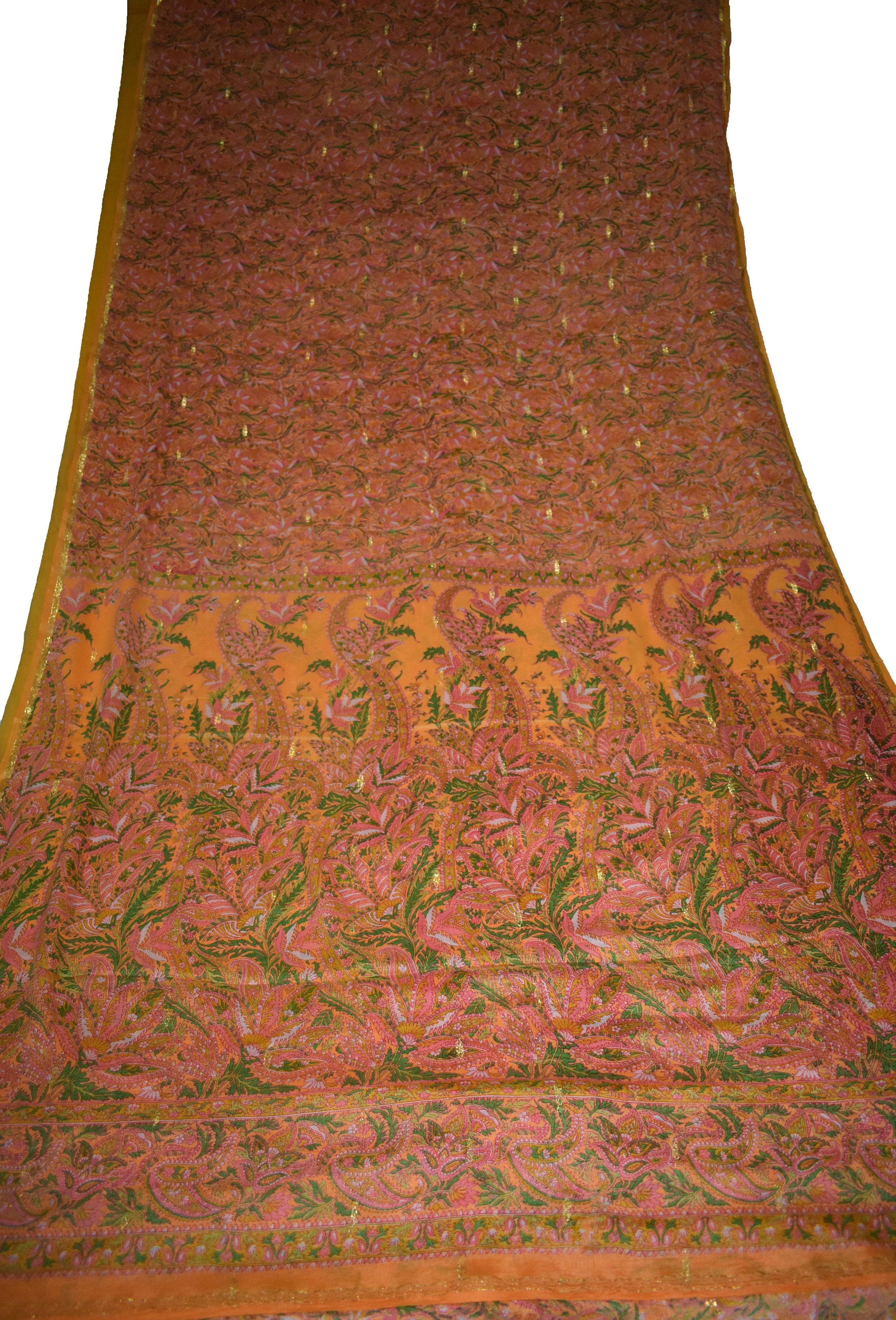 Sari jaune Georgette Sari Floral Print Design artisanat tissu imprimé Vintage Sari jaune Print Georgette Sari Floral Print jaune Design artisanat tissu imprimé Vintage e684a6