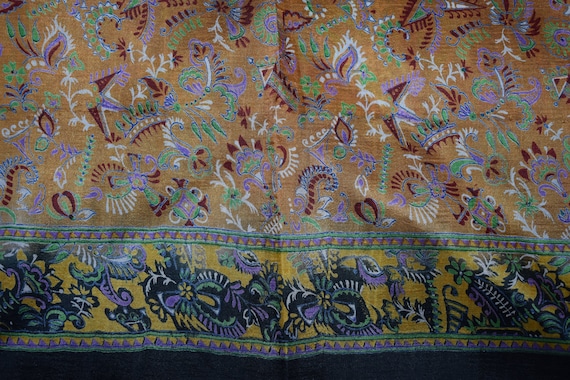 Saree Orange/noir 100 % de Pure soie de % Sari Floral Print Design artisanat tissu imprimé Vintage cbd58a Saree Orange/noir 100 % de Pure soie de % Sari Floral Print Design artisanat tissu imprimé Vintage cbd58a