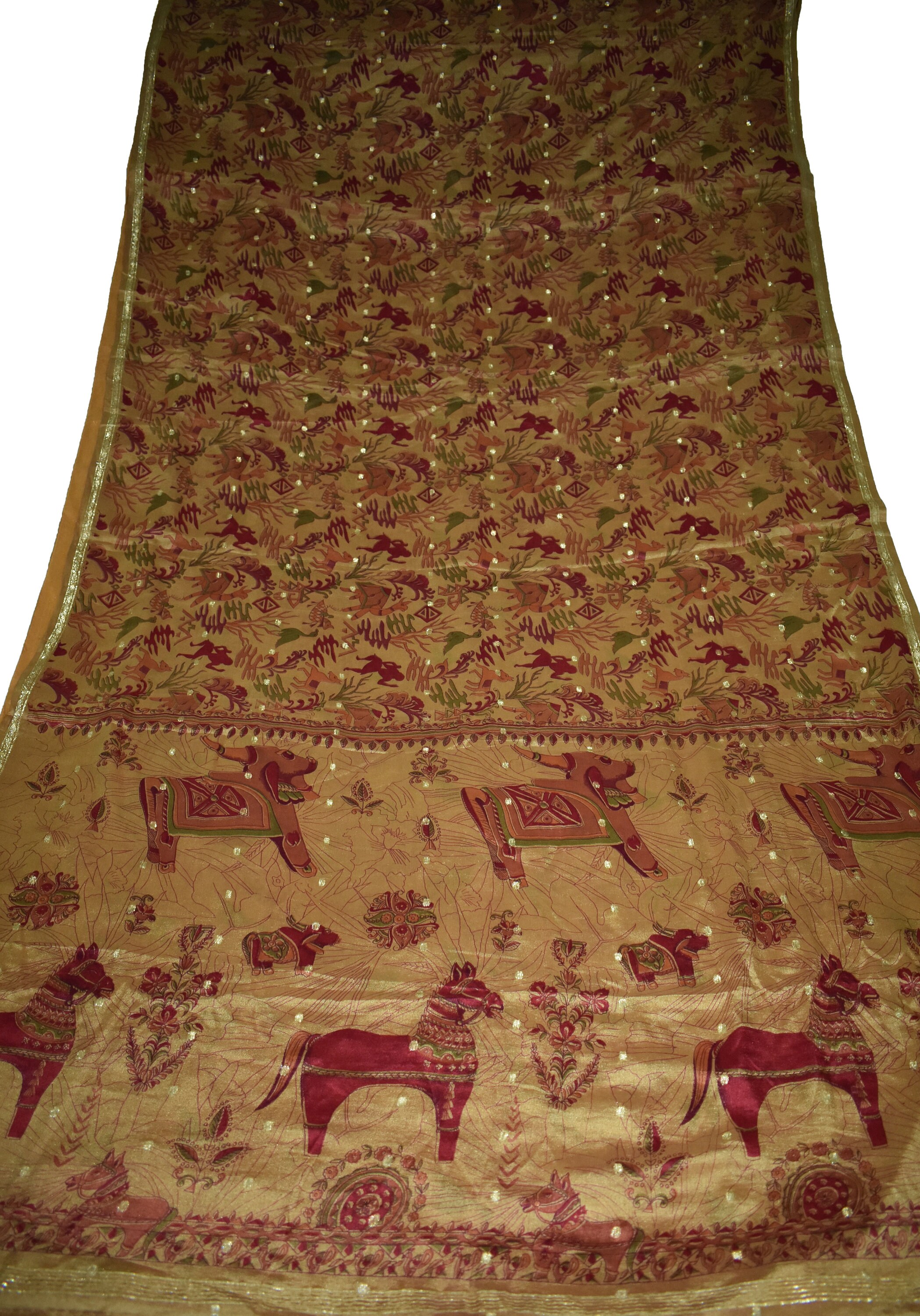 Saree 100 % tissu Pure soie Sari marron cheval et l’oiseau conception d’impression robe fabrication artisanale tissu imprimé Vintage Saree 100 % tissu Pure soie Sari Sari Sari marron cheval et l’oiseau conception d’impression robe fabrication artisanale tissu imprimé Vintage 344b35