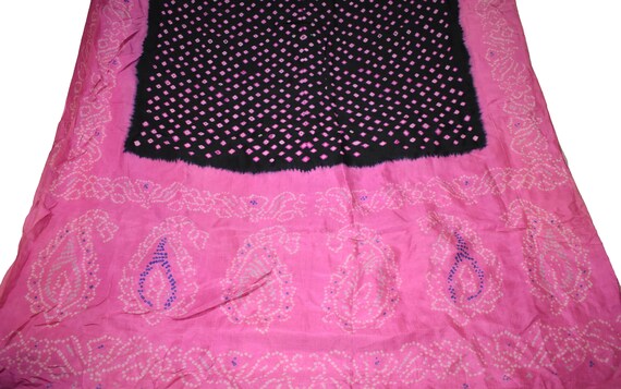 Saree noir 100 % Pure Pure % soie Bandhani Sari impression Design artisanat tissu imprimé vintage 6f8b9b Saree noir 100 % Pure Pure % soie Bandhani Sari impression Design artisanat tissu imprimé vintage 6f8b9b