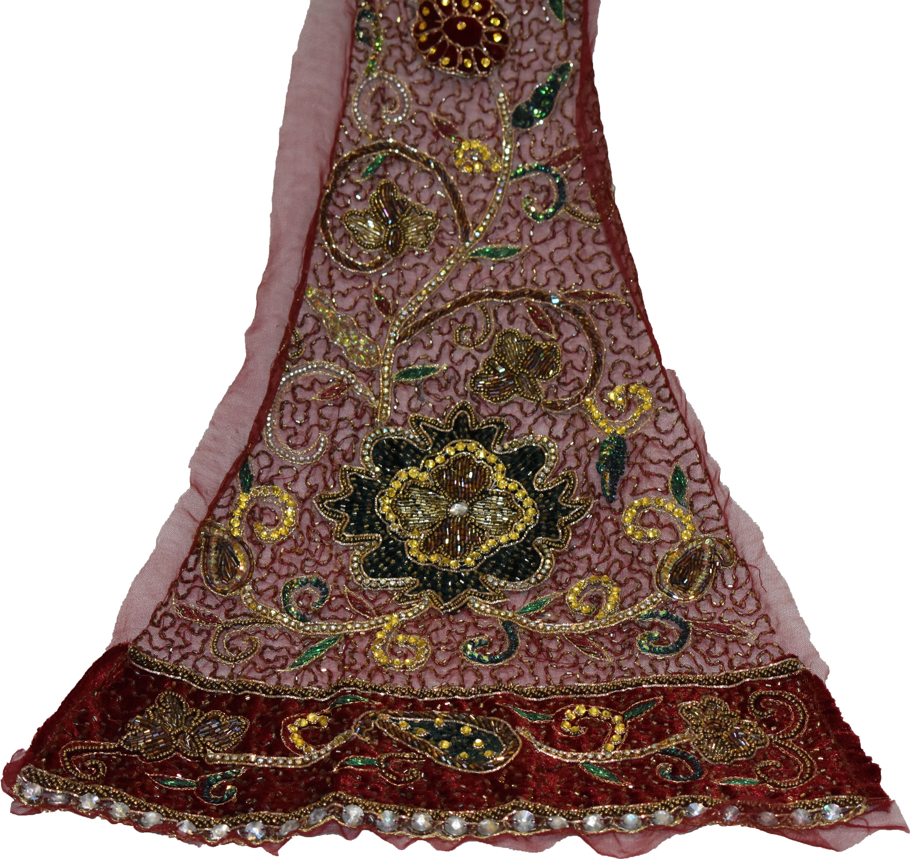 Indian Culture Vintage Red Decor Fabric Antique Embroidery Etsy