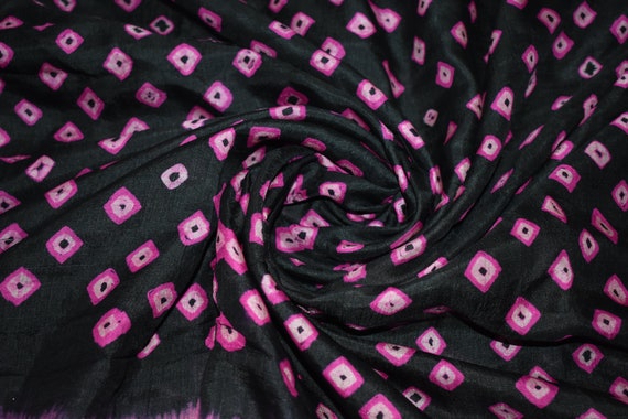 Saree noir 100 % Pure Pure % soie Bandhani Sari impression Design artisanat tissu imprimé vintage 6f8b9b Saree noir 100 % Pure Pure % soie Bandhani Sari impression Design artisanat tissu imprimé vintage 6f8b9b
