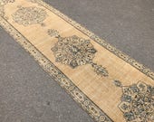 Turkish Anatolian Runner Rug,Runner Rug,Oushak runner rug,Decorative Runner rug,wool rug,area rug,Floor rug,beige runner,Carpet Rug,rug