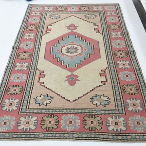 4x7  Turkish  pastel  rug, oushak rug, carpet rug, Anatolian  rug, Turkish handwoven  rug, Turkish rug, wool rug, decorative rug