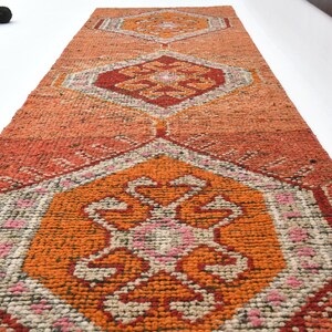 3x9 Turkish runner rug, pastel runner, oushak runner, wool rug, home decor, anatolian runner, Faded turkish runner, Hallway runner 3x9