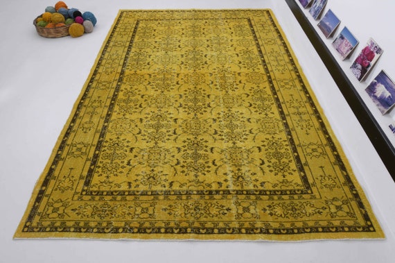 KenKen　ヴィンテージ　イエローオーバーダイラグ　rug トルコ KenKen ヴィンテージ イエローオーバーダイラグ rug トルコ KenKen様