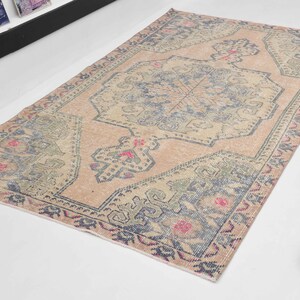 4&#39;2x7&#39;5 Turkish pastel  rug, pink oushak rug, carpet rug, Anatolian  rug, Turkish handwoven  rug, Turkish rug, wool rug, decorative rug,rugs