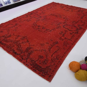 6x10 Red vintage  rug, turkish red rug, vintage rug, Area rug , wool rug, Carpet rug, Turkey rug, Decorative rug, Handmade rug, rugs