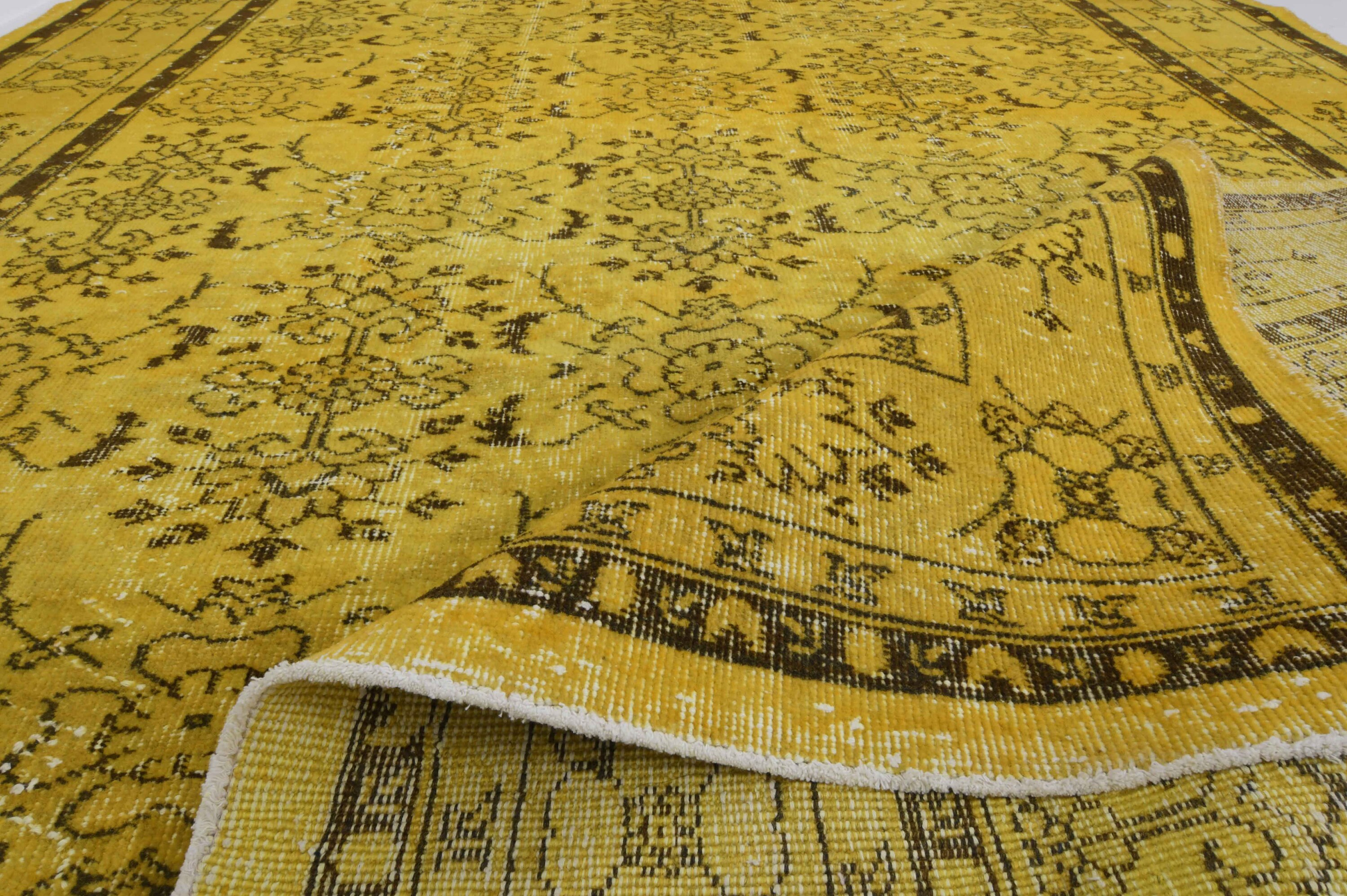 7x10 イエロー ヴィンテージ ラグ、トルコ ラグ、ヴィンテージ ラグ