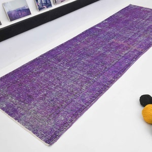 3x9 Turkish purple Runner Rug, hallway runner, Entryway rug, Turkish runner rug , Vintage runner, Oushak runner rug, Handmade runner