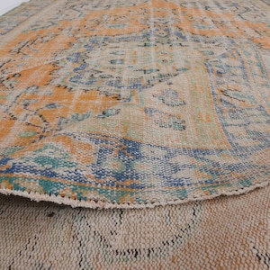 5x9 Turkish Area Rug Vintage Rug Handmade Rug Wool Rug 5x9 Traditional Vintage Area Rug Orange Turkish Rug Floral Vintage Rug