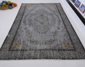 6x9  Gray Vintage  rug, Oushak rug, vintage rug, Area rug , overdyed vintage rug, Carpet rug, Turkey rug, Decorative rug, Handmade rug, rugs