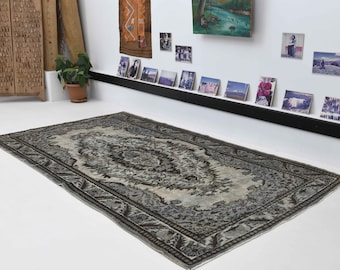 5x9 Vintage wool   rug, gray oushak rug, carpet rug, Anatolian  rug, Turkish handwoven  rug, Turkish rug, wool rug, decorative rug