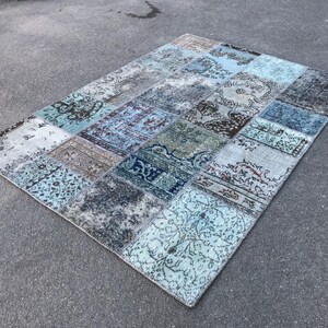 7&#39;6 x 6&#39;3 ft, Flickenteppich, handgefertigten Teppich, türkische Flickenteppich, mehrfarbig Patchwork, ethnischen Teppich, traditionellen Patchwork-Teppich, modernen patchwork