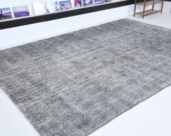7x10  Gray Vintage  rug, Oushak rug, vintage rug, Area rug ,  Overdyed rug, Carpet rug, Turkey rug, Decorative rug, Handmade rug, rugs
