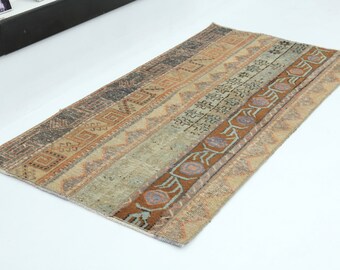 3x5  Turkish patchwork Rug, hallway rug, wool rug, runner rug, Turkish area rug , Vintage rug, Oushak small rug, small rug ,door mat rug