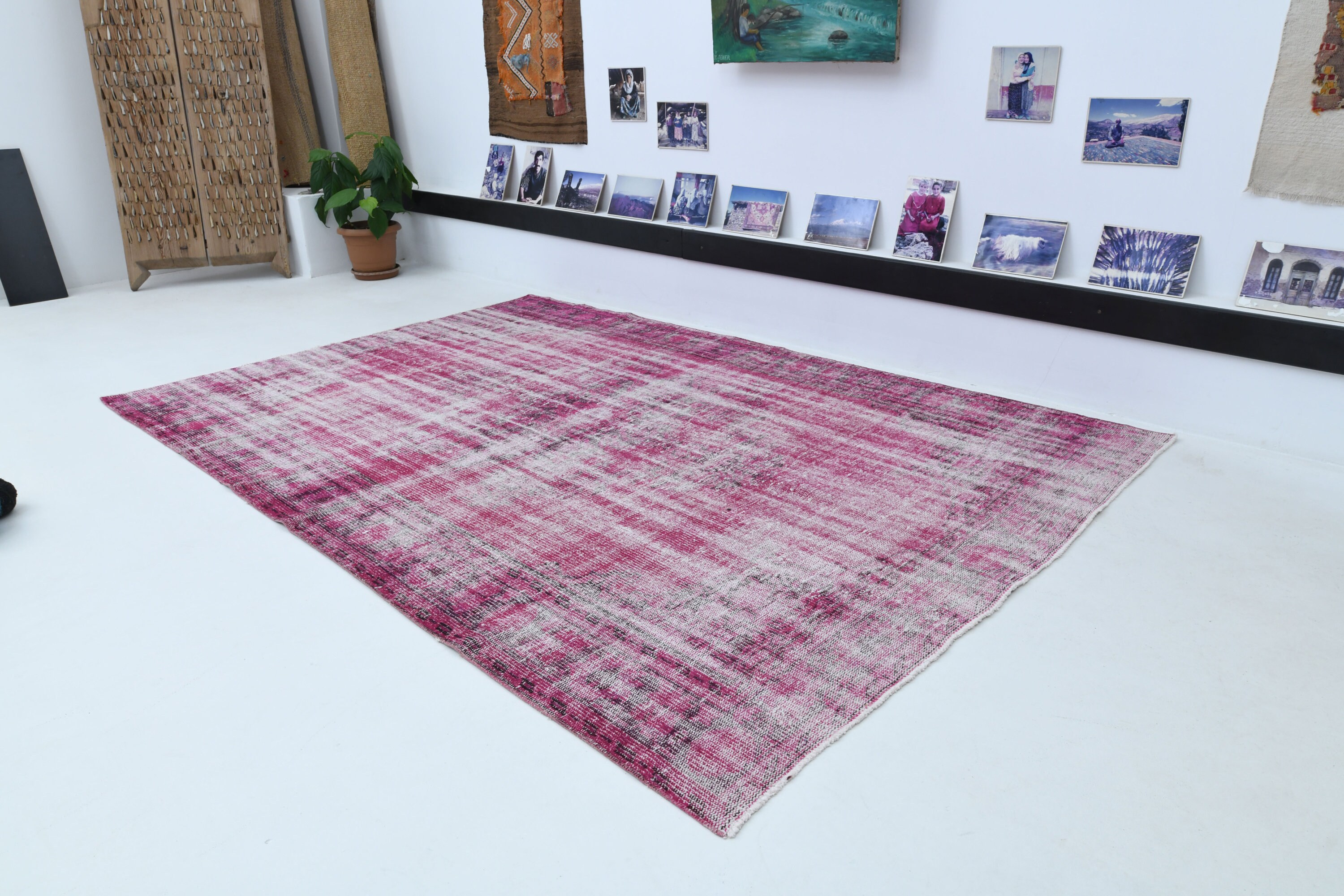 6x9 トルコのピンクのラグ、ヴィンテージラグ、手作りラグ