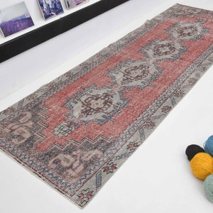 3x9 Turkish  Runner Rug, hallway runner, Entryway rug, Turkish runner rug , Vintage runner, Oushak runner rug, Handmade runner,  runner