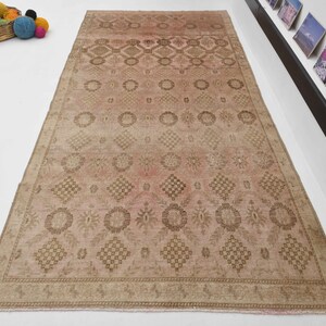 4x9 Turkish pastel  rug,Beige oushak rug, carpet rug, Anatolian  rug, Turkish handwoven  rug, Turkish rug, wool rug, decorative rug,rugs