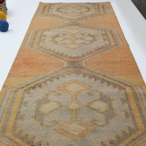 3x11  Runner Rug, hallway runner, Entryway rug, Turkish runner rug , Vintage runner, Oushak runner rug, Handmade runner,  long runner
