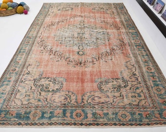 6x10  Turkish Neutral   pastel  rug, oushak Vintage rug, Anatolian  rug,Turkish handwoven  rug, Turkish rug, wool rug, decorative rug