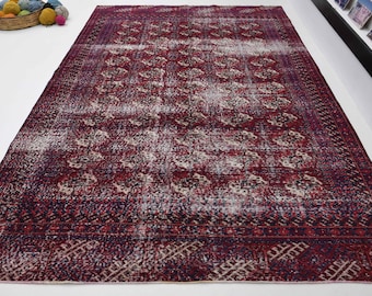 Alfombra burdeos de 7 x 10 pulgadas, alfombra turca roja, alfombra vintage, alfombra hecha a mano, alfombra de lana, alfombra turca, alfombra vintage de 7 x 10 pulgadas, alfombra vintage roja, alfombra de Anatolia