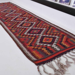 3x10 Vintage Kilim  Runner Rug,hallway Kilim , Entryway rug, Kilim runner rug , Vintage runner, Oushak runner rug, Handmade runner long