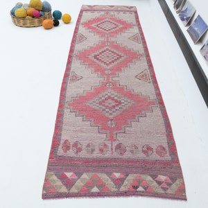3x10 Turkish pink runner rug,runner rug,oushak runner,wool rug,home decor,anatolian runner,turkish rug,bohemian rug,area rug,special