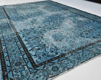 7x10 Turquoise Rug ,Bohemian rug,Decorative Rug,Carpet Rug,Anatolian vintage rug,Turkish Rug,overdyed Rug