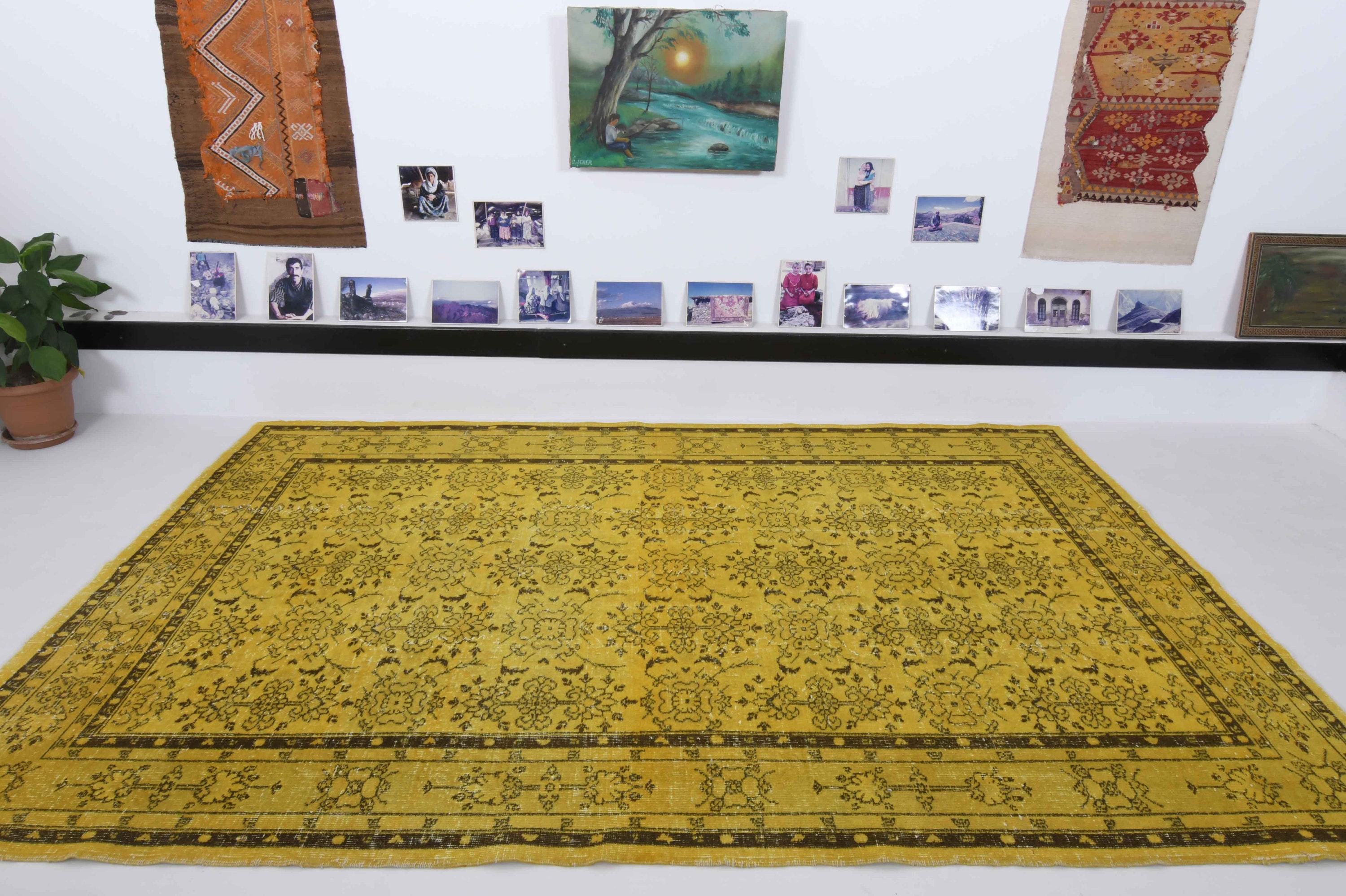 7x10 イエロー ヴィンテージ ラグ、トルコ ラグ、ヴィンテージ