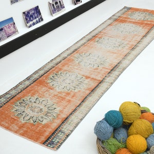 3x10 Runner Rug, Hallway Rug, Entryway Rug, Turkish Runner Rug, Vintage Runner, Oushak Runner Rug, Handmade Rug, Kitchen Rug 3x10 runner