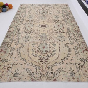 5x9 ,Decorative rug,Turkish  rug,Bohemian rug,oushak vintage rug,Anatolian turkish rug,big rug,faded parsian rug,oushak rug,