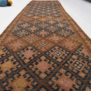 Tapete turco longo 3x14, tapete de corredor, tapete de corredor Oushak, tapete de lã, decoração para casa, tapete de corredor da Anatólia, tapete turco, tapete Boho, tapete de área