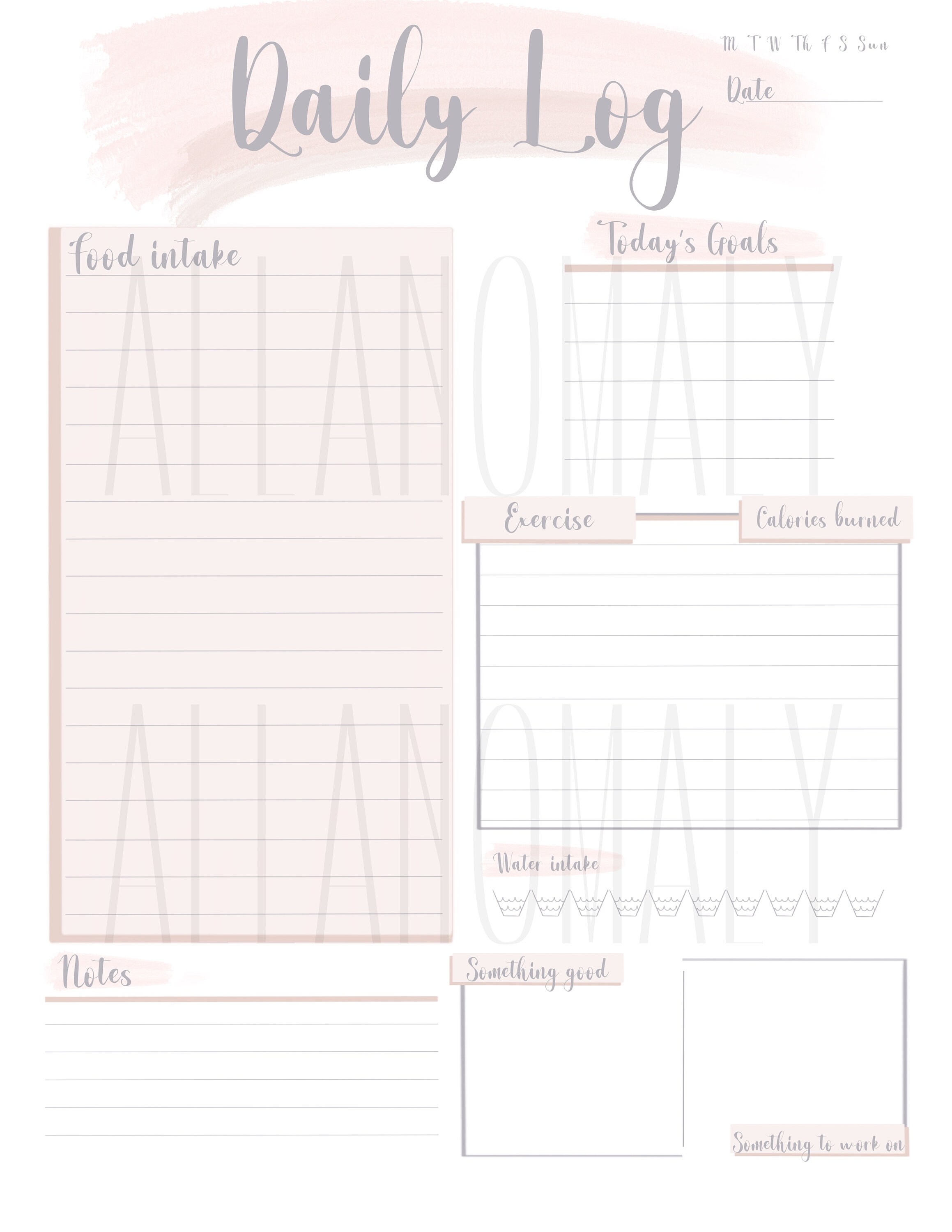 Weight Loss Journal, Printable Weight Loss Tracker, Instant Download
