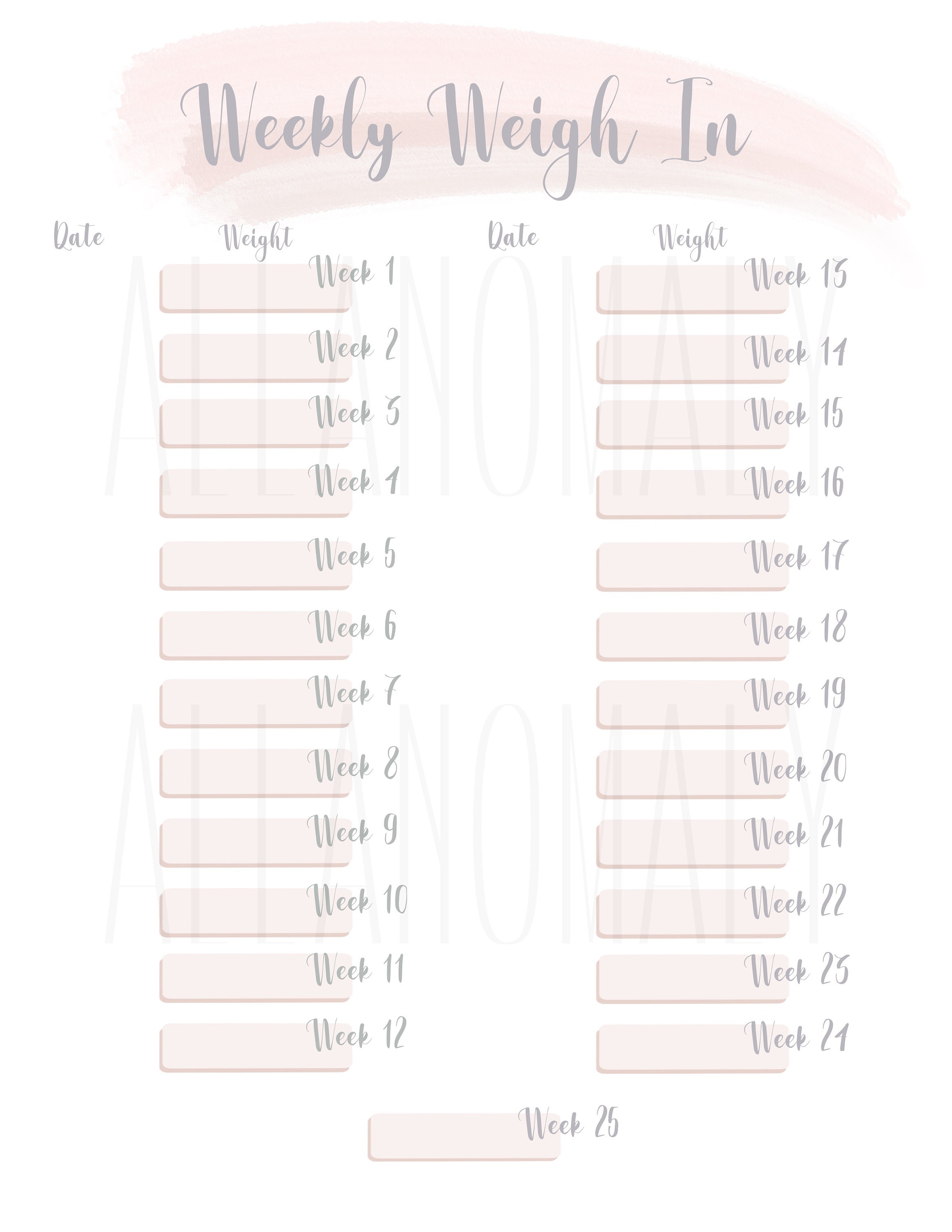 Weight Loss Journal, Printable Weight Loss Tracker, Instant Download ...