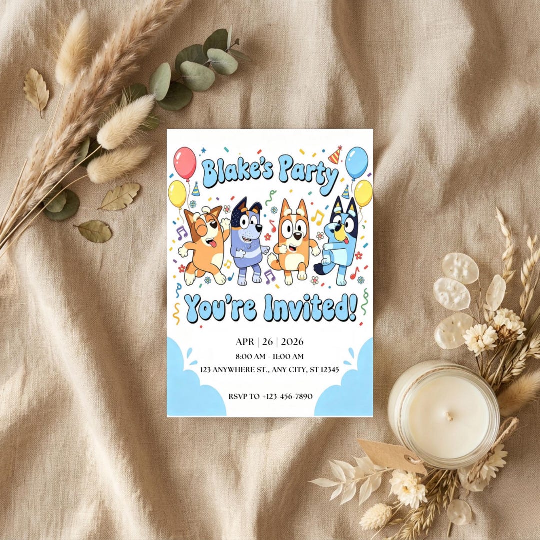Personalised Bluey Inspired Party Invite Custom Birthday Name Etsy UK Personalised Bluey Inspired Party Invite Custom Birthday Name Etsy UK