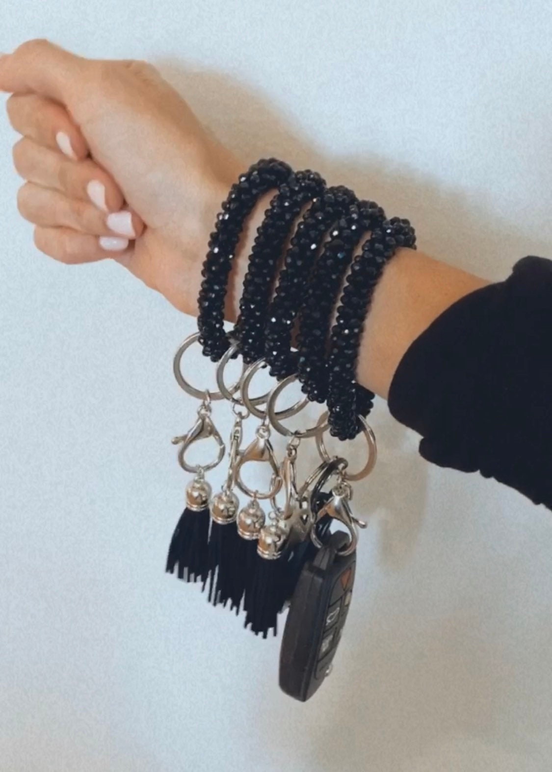 ELASTIC Black Wristlet Keychain Bracelet for Keys