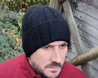 Cashmere mens hat, Mens cashmere winter beanie, Warm and soft winter hat