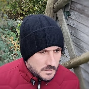 Cashmere mens hat, Mens cashmere winter beanie, Warm and soft winter hat