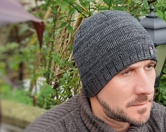Winter woolen hat for men, lined by fleece, windproof hat