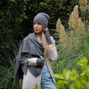 Cashmere scarf, Wide and long women, men cashmere scarf, Gift for her, Gift for him Dark grey