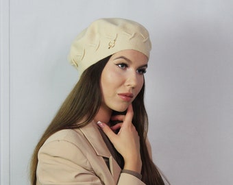 Cashmere beret, Womens winter hat, French beret, Cristmas gift for her